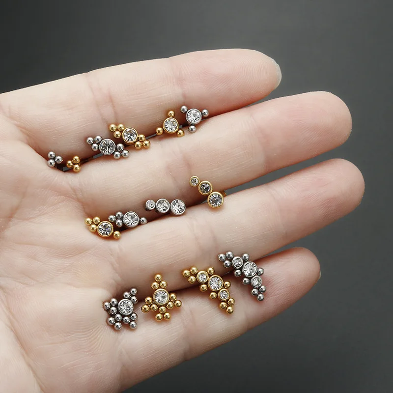 1PC 16G Flat Studs Lip Ear Piercing Cz Cartilage Helix Daith Conch Rook Tragus Stud Labret Back Piercing Jewelry