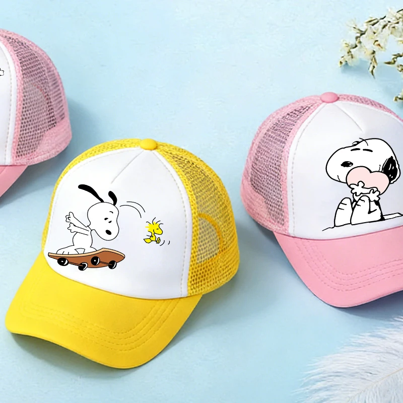 

Baseball Cap Snoopys Woodstocks Cute Girl Woman Anime Cartoon Games Kids Adult Casual Mesh Hat Sports Travel Sunshade Adjustable