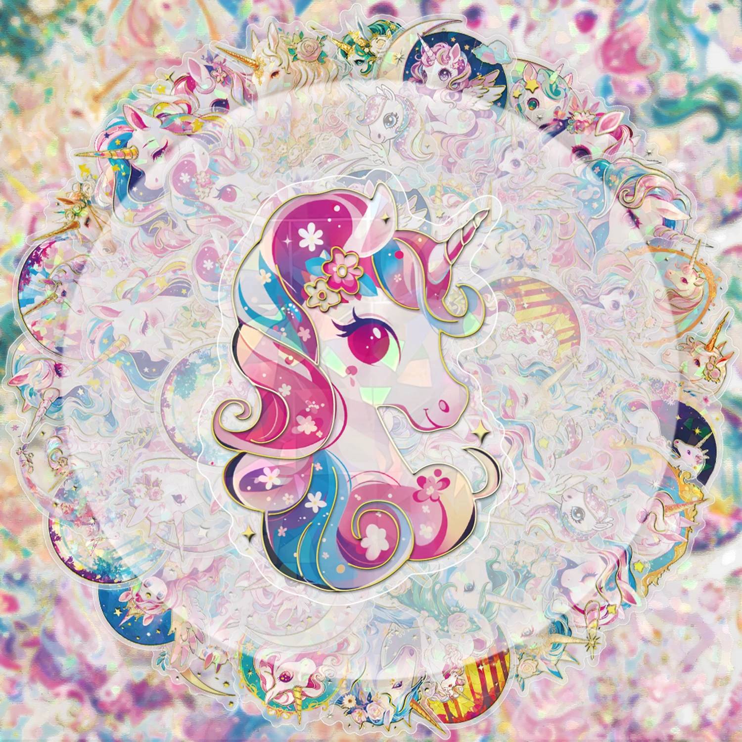 30 Transparent Laser Unicorn Stickers, Vibrant Stickers Suitable for Water Bottles, Laptops, Cell Phones, Suitcases, Skateboards, Guitars, Party Decorations