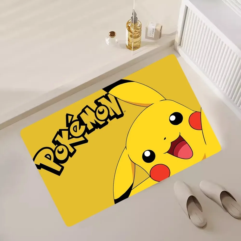 Bilibili Cute Pokemon Pikachu Floor Mat Bedroom Kitchen Door Bath House Super Absorbent Foot Non-slip