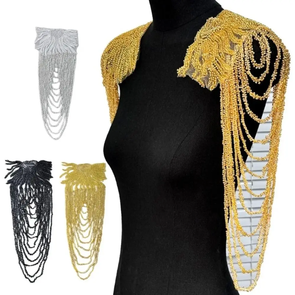 

2 шт., винтажная цепочка с кисточками, украшение на плечо, длинная цепочка с кисточками, сделай сам, нашивка для шитья, блестящая накидка на плечо, сверкающие бусины ручной работы