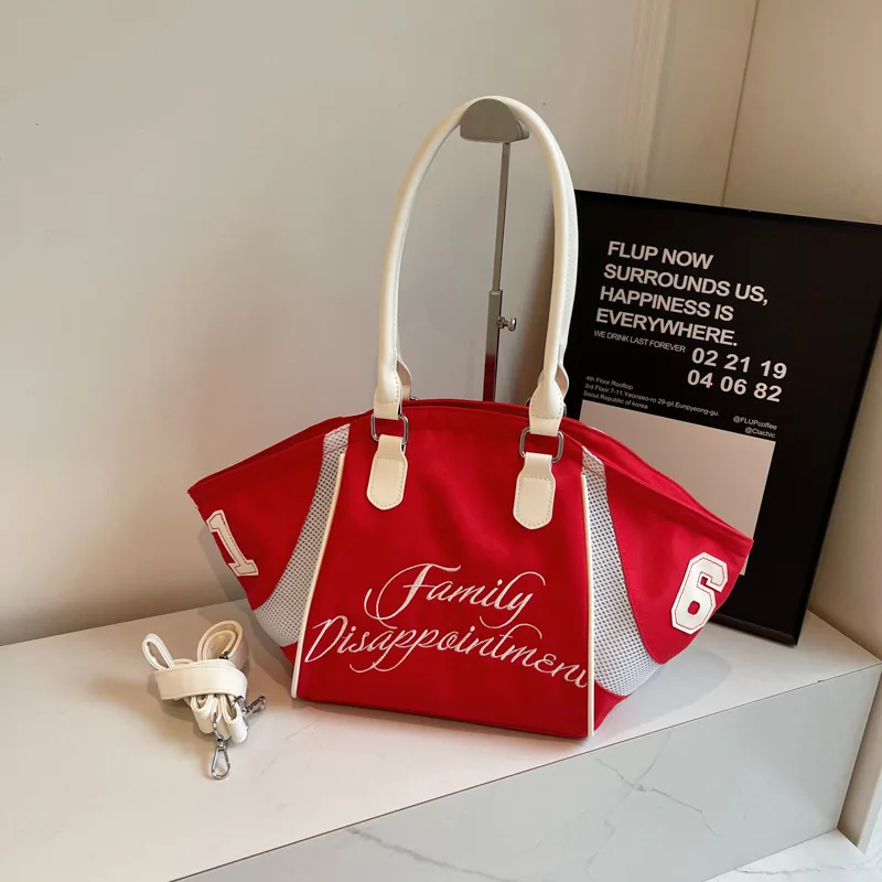 Solid Color Women's Nylon Handbag Fashion Shoulder Bag Soft Versatile High-Quality Commuter Tote with Zipper