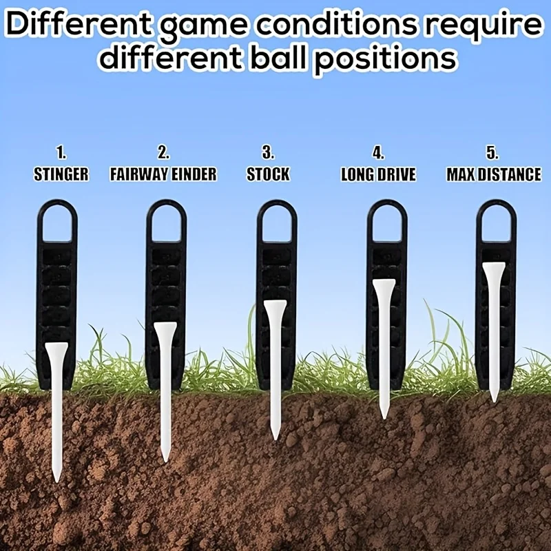 Adjustable Golf Tee Depth Setting Tool with Puller - Easy Grip, Precision Height Adjustment, Ideal for Consistent Tee Placement