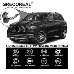GRECOREAL 4K Dash Cam Front Rear 2160P WiFi Dual Camera Dashcam Plug Play Compatible with Mercedes Benz GLE W167 W166 C167 AMG