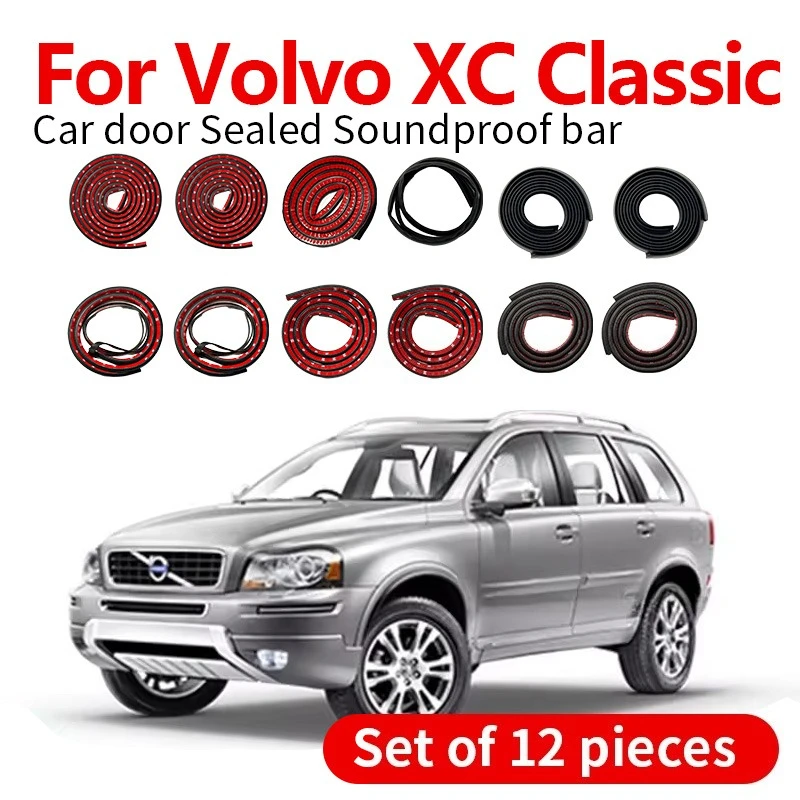 

For Volvo Xc Classic Car Door Seal Strip Rubber Double Layer Sealing Protector Soundproof Strip Dustproof Seal Strip 12PCS Set