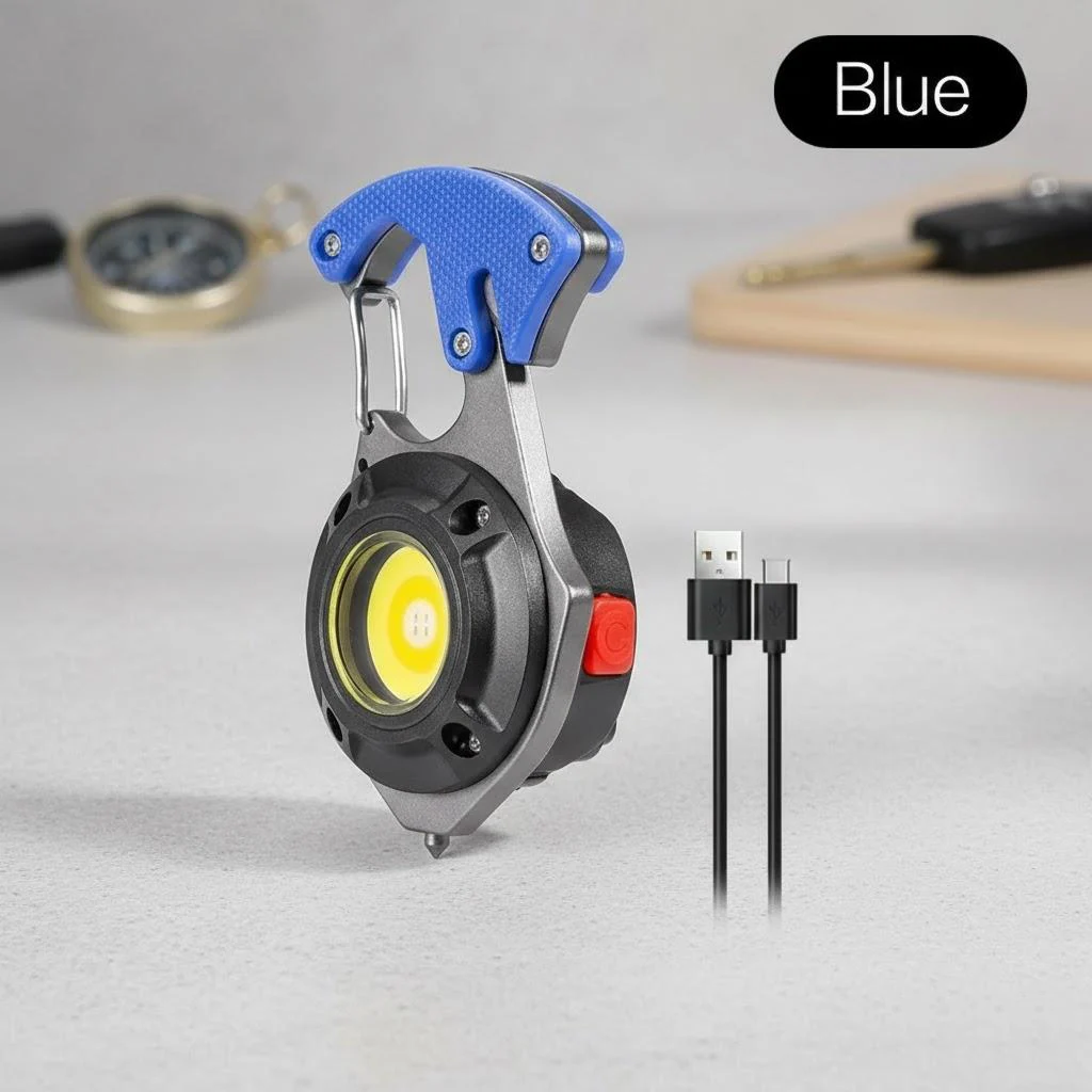Multifunctional Rechargeable LED Keychain Mini Flashlight Outdoor Camping Hiking Fishing BBQ Portable Light