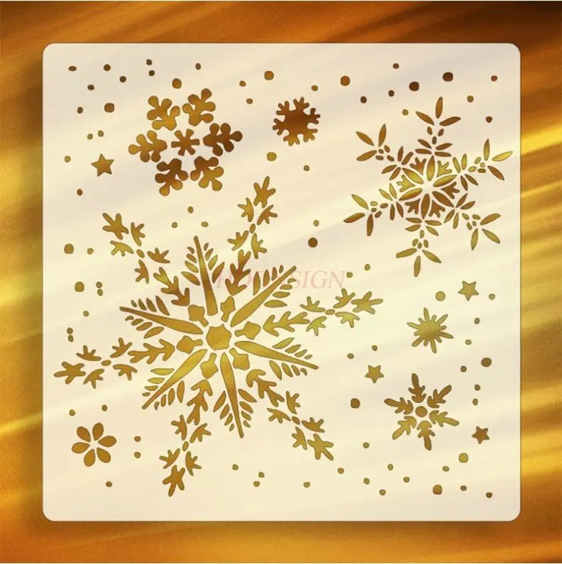 1pcs Christmas Snowflake Spray Painting Template Winter Ice Flower Art Design Template Gothic Hollow Decorative Painting Tool