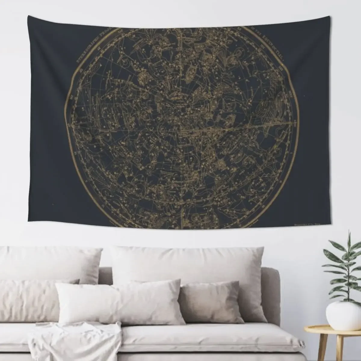 Constellations of the Northern Hemisphere | Vintage Black and Amber Tapestry Wall Hangings Decoration Custom Tapestry