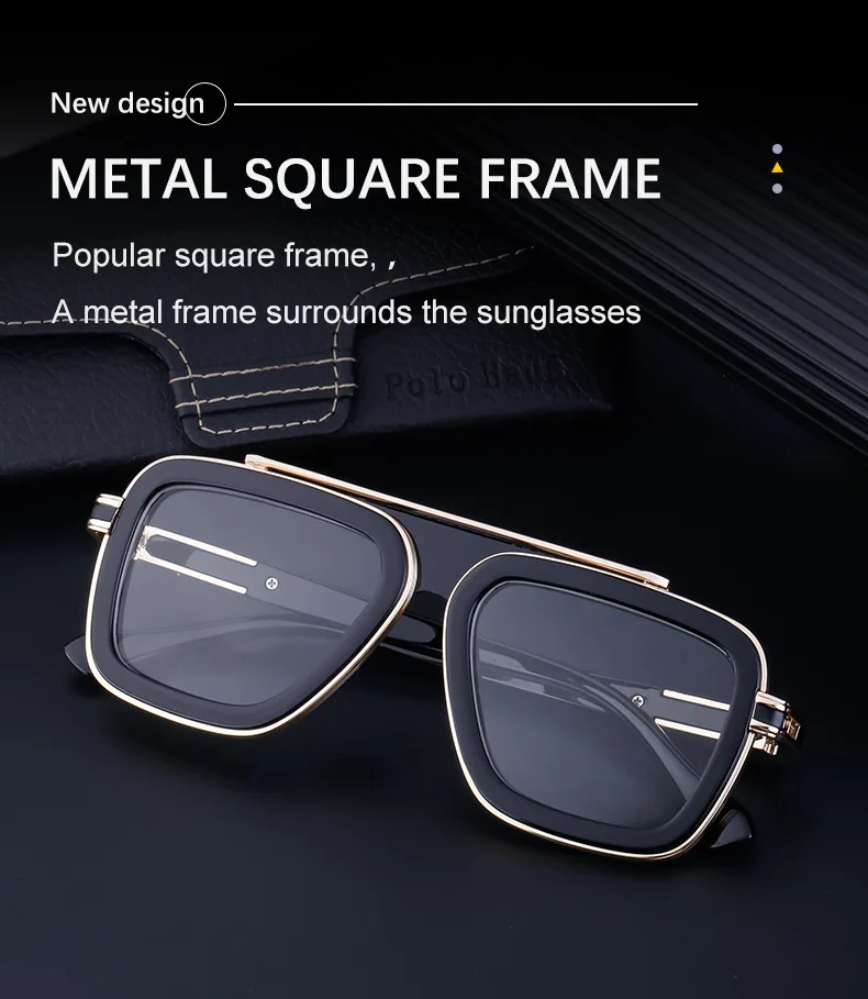 Modische Eckige Punk-Sonnenbrille für Herren 2026 Luxusmarke Vintage Retro Sonnenbrillen für Männer Steampunk Anti-Blaulicht-Brillen – Detail 2