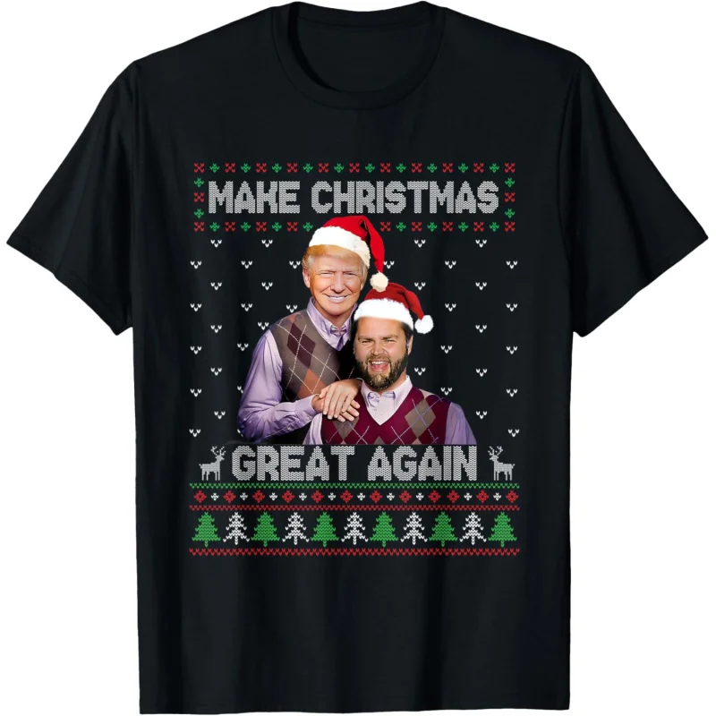 Trump Vance Shirt Brothers Make Christmas Great Again T-shirt da Babbo Natale Abbigliamento ampio da uomo e da donna