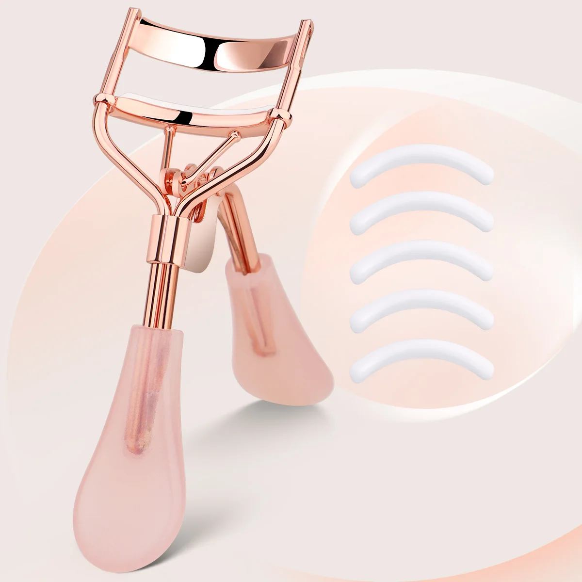 Ein Wimpernclip mit Elektrophorese-Pulvergriff + 5 weiße Gummistreifen, langlebiges, lockiges und praktisches Wimpernwerkzeug