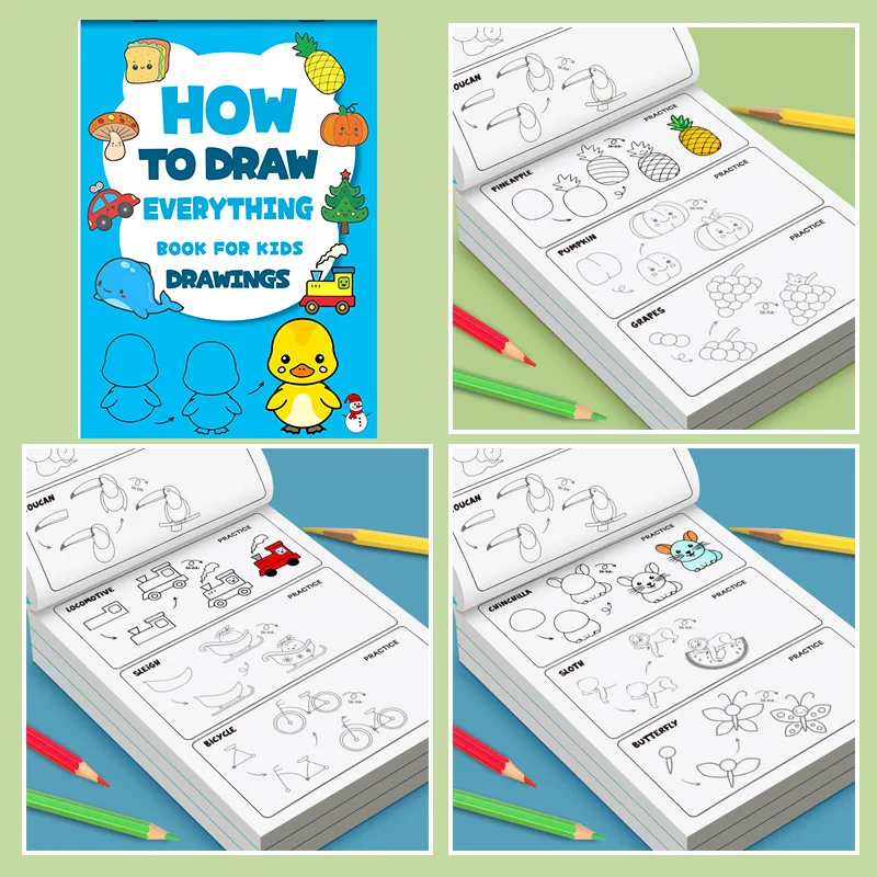 Livre sur comment dessiner tout-en-un pour les enfants - Tutoriel de dessin étape par étape avec plus de 300 illustrations, apprenez à esquisser