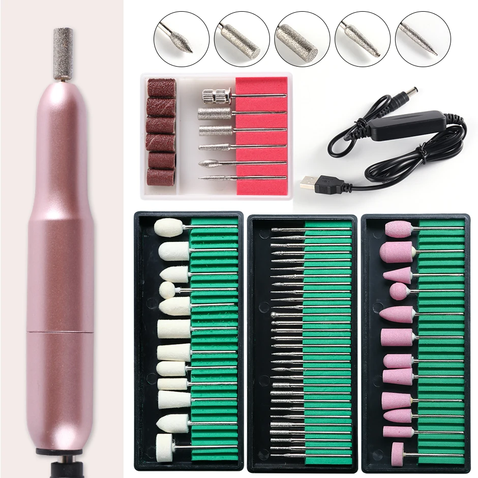 Portable Electric Nail Sander Professional Drill Machine Milling Cutter Set Polisher Apparatus for Manicure and Pedicure SAUSB