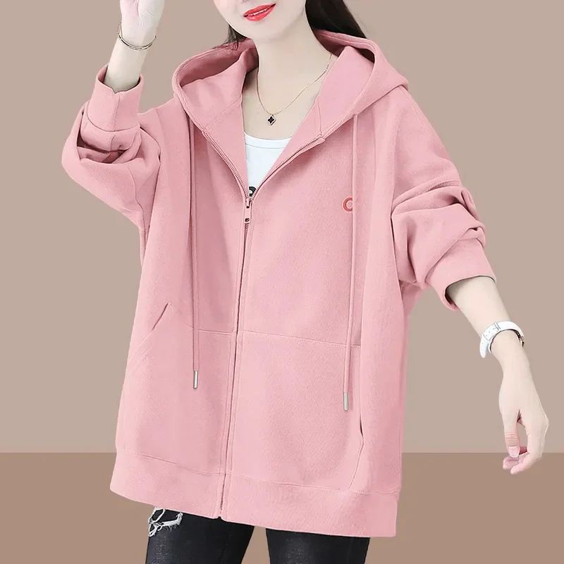 

Fashion Loose Plus Size Cardigan Coat Women Zipper Hooded Outwear Spring Autumn Hoodies Coats Top Sweater Sports Jacket