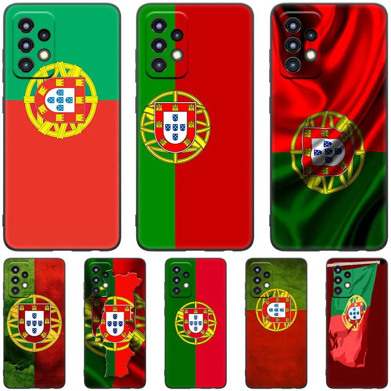 Portugal flag Black Case For Samsung Galaxy A04S A04E A12 A13 A14 A22 A23 A32 A33 A34 A50 A51 A52S A53 A54 A70 A71 A72 A73 5G