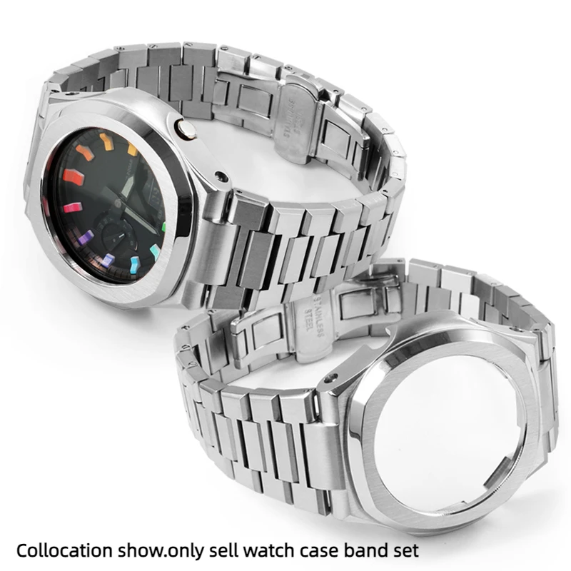 Para casio G-SHOCK ga2100 GA-2110 ga b2100 relógio mod kit modificado caixa de aço inoxidável cinta masculino pulseira de metal pulseira de pulso
