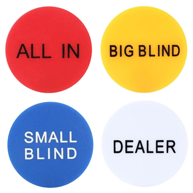 4Pcs Small Blind Big Blind Dealer Buttons Cards Guard Chip Coin E56D