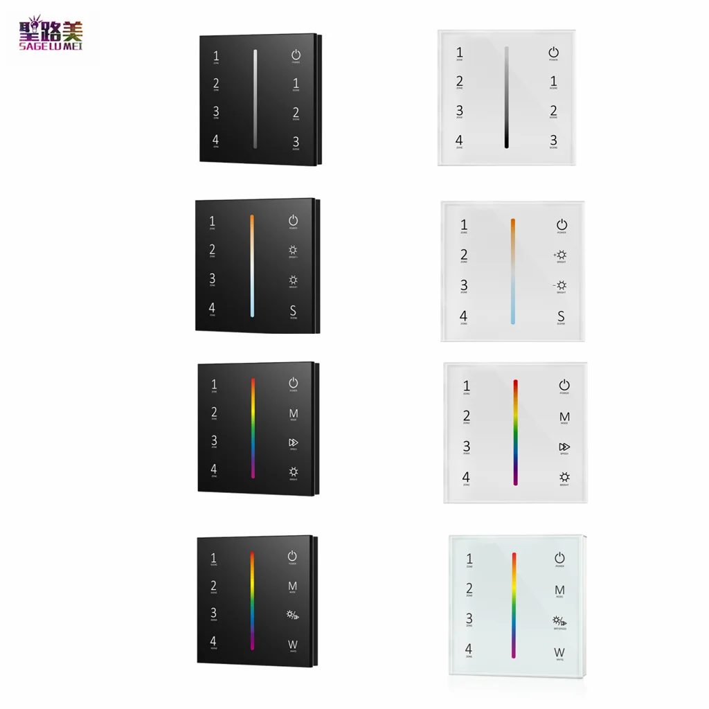 AC100-240V 4 Zones Dimming /Color Temperaure /RGB/RGBW/ RGB+CCT Touch Panel DMX Master Controller Dimmer For LED Strip Lights