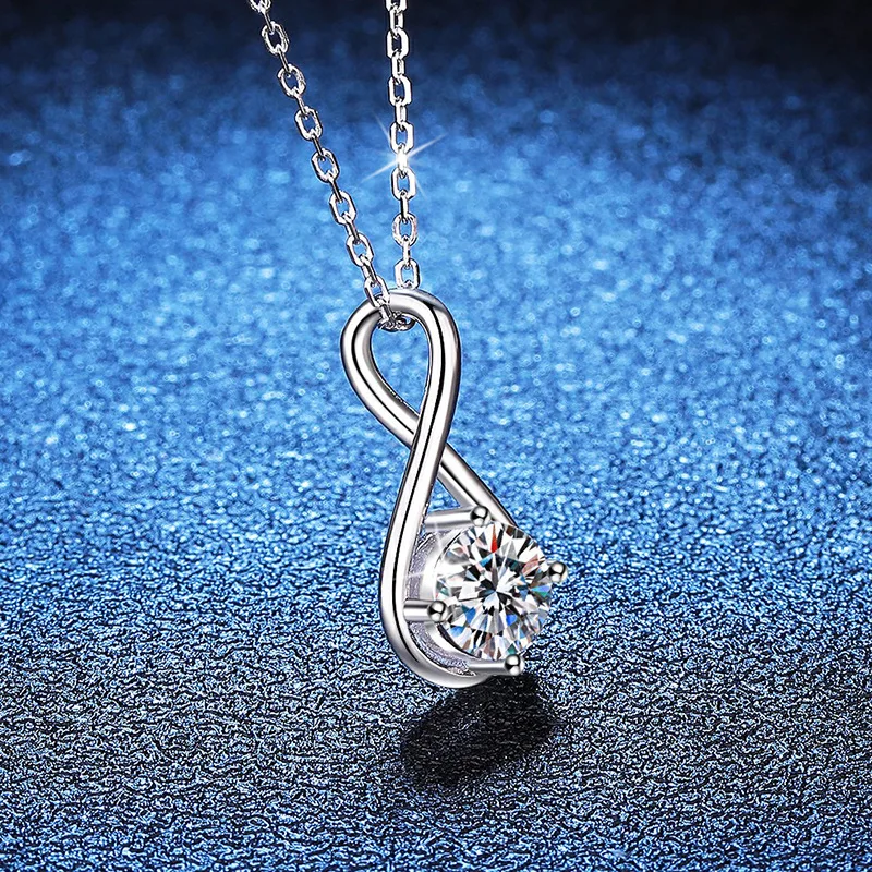 LioraGem New Fashion Moissanite Necklace Pendant, Angel's Tear 1-carat Moissanite Clavicle Chain Platinum PT950 Stamp