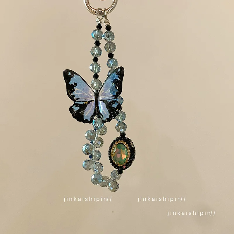 

Fashionable and Minimalist Butterfly Mobile Phone Pendant Crystal Bead Bracelet Handbag Decoration