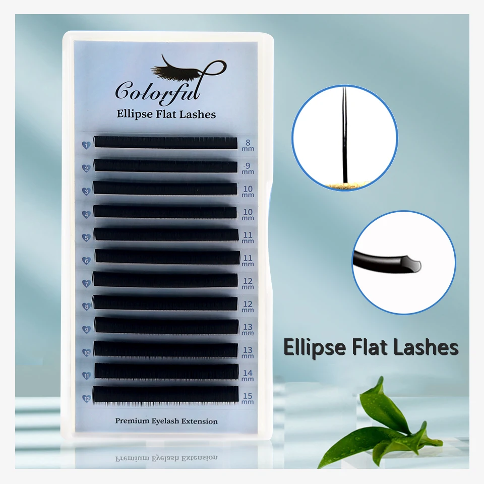 Colorato 10-18mm Premium Flat ellisse extension ciglia soft Split-tips Silk Long Individual Lashes Faux Mink ellisse Flat Lash