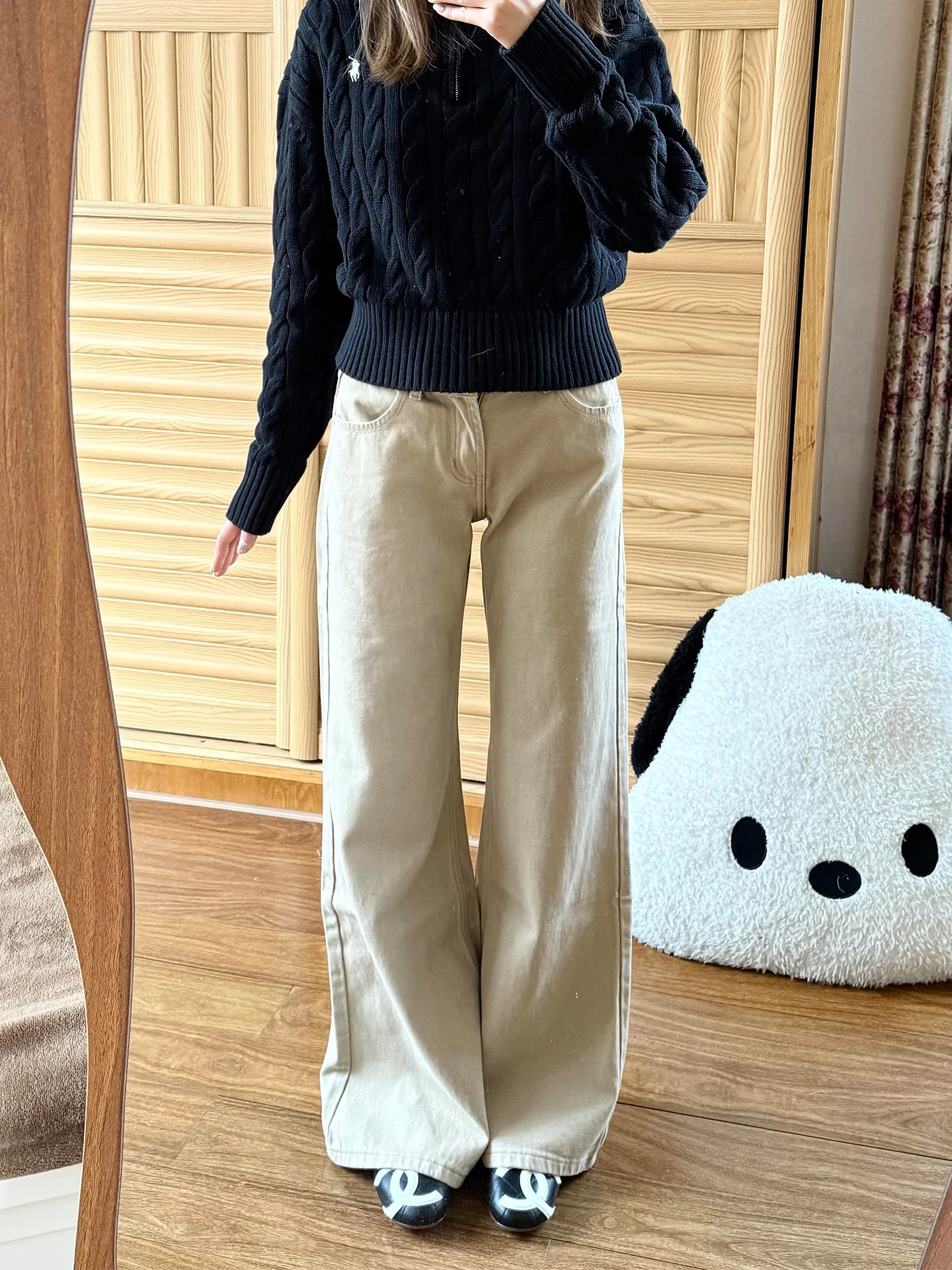 

Washed American Style Khaki Wide Leg Jeans Women's Summer New Small Size Slimming High Waist Straight Cut Casual Denim Pants