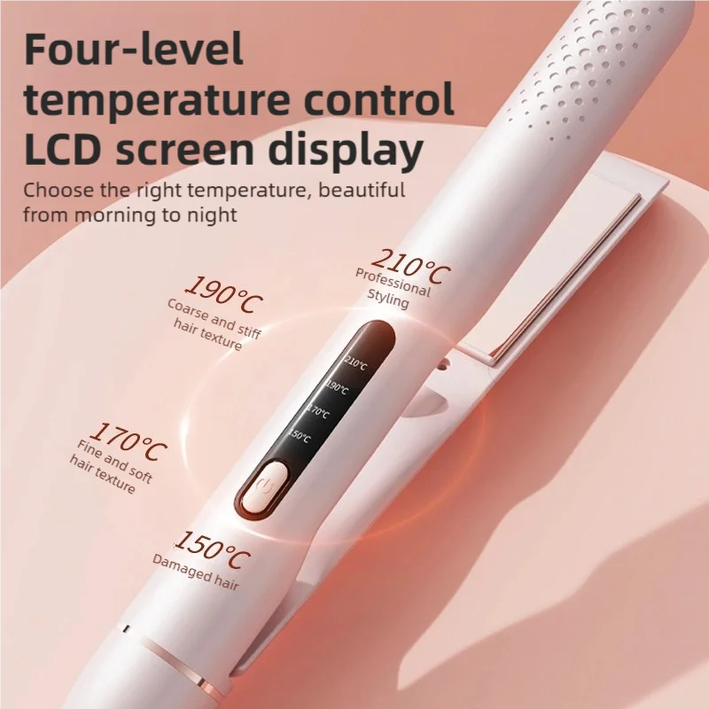 TINSOL 2 في 1 مكواة تجعيد الشعر، مشبك تمليس احترافي، تسخين سريع مع أداة تصفيف شاشة LCD