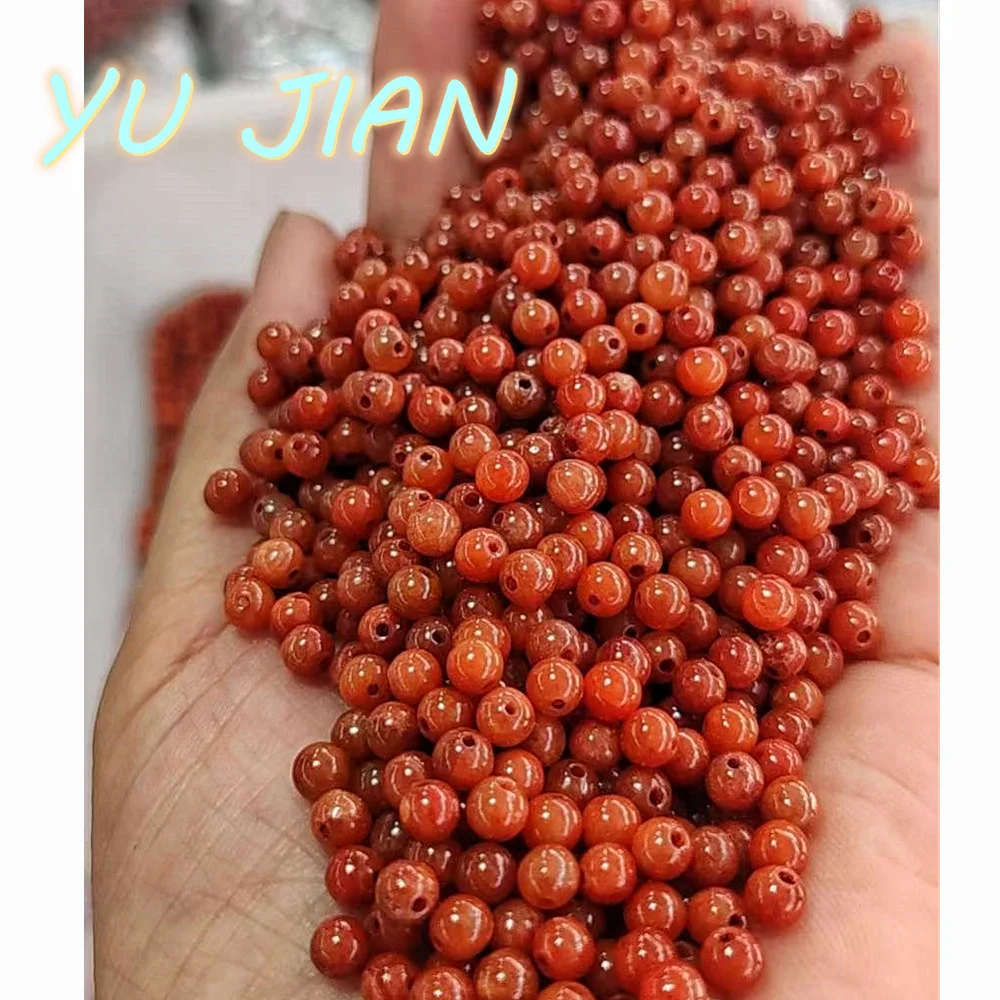 

New Natural Jadeite Red A Gread Round Beads Rare Color Exquisite Handmade DIY Loose-Beads Jade Jewelry Hewelry Accessories