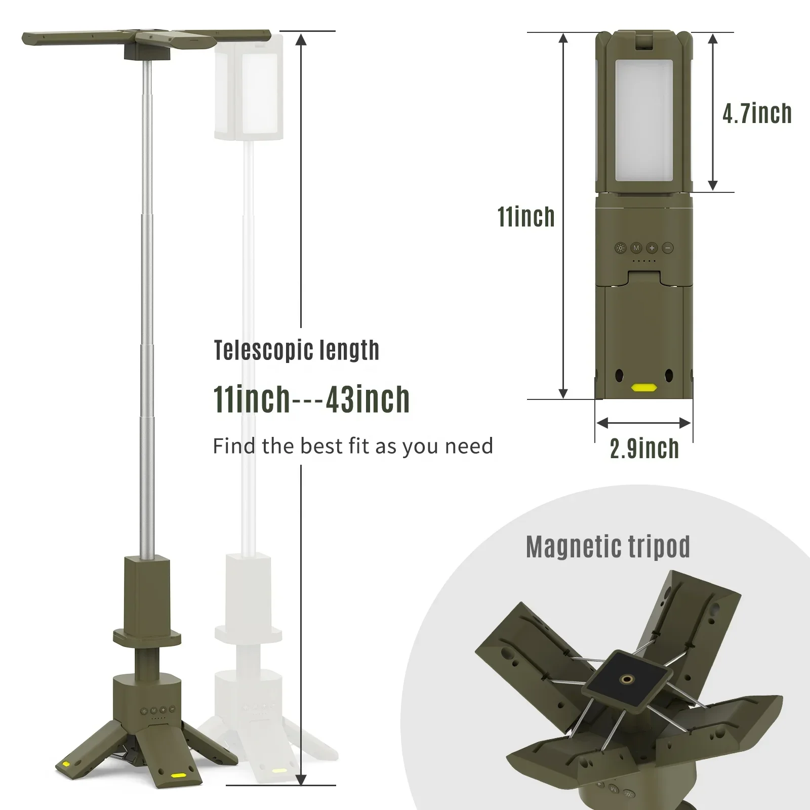 Portable Outdoor Retractable Three-legged Four-leaf Lighting Camping Lamp  Adjustable High Pole Tent Camping Led Light