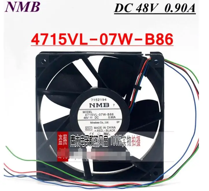 NMB 4715VL-07W-B86 E51 DC 48V 0.90A 120x120x38mm ventilador de refrigeración de servidor de 4 cables