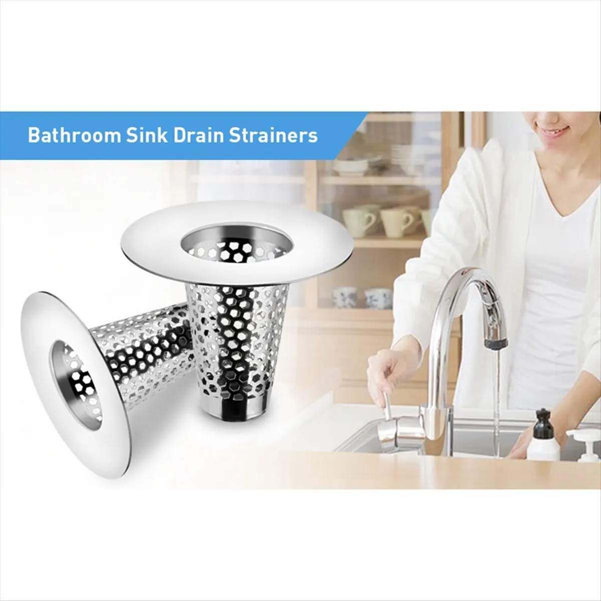 #17Z 4 PCS Bathroom Sink Drain Strainers for 1.2-1.6Inch Drain Hole,Bathroom Sink Drain Strainers,(304 stainless steel)
