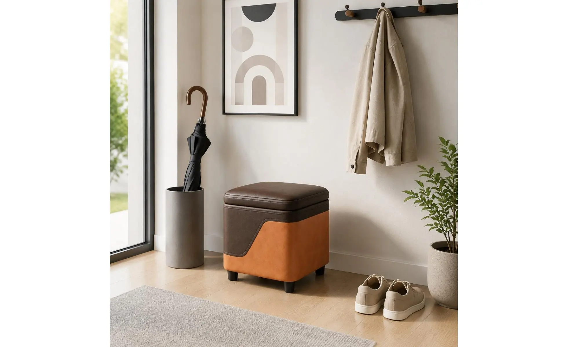 Storage Ottoman Space Saving Small Storage Ottoman Foot Rest Bench Sturdy Home Furniture Easy to Clean for Entryway, Living Room