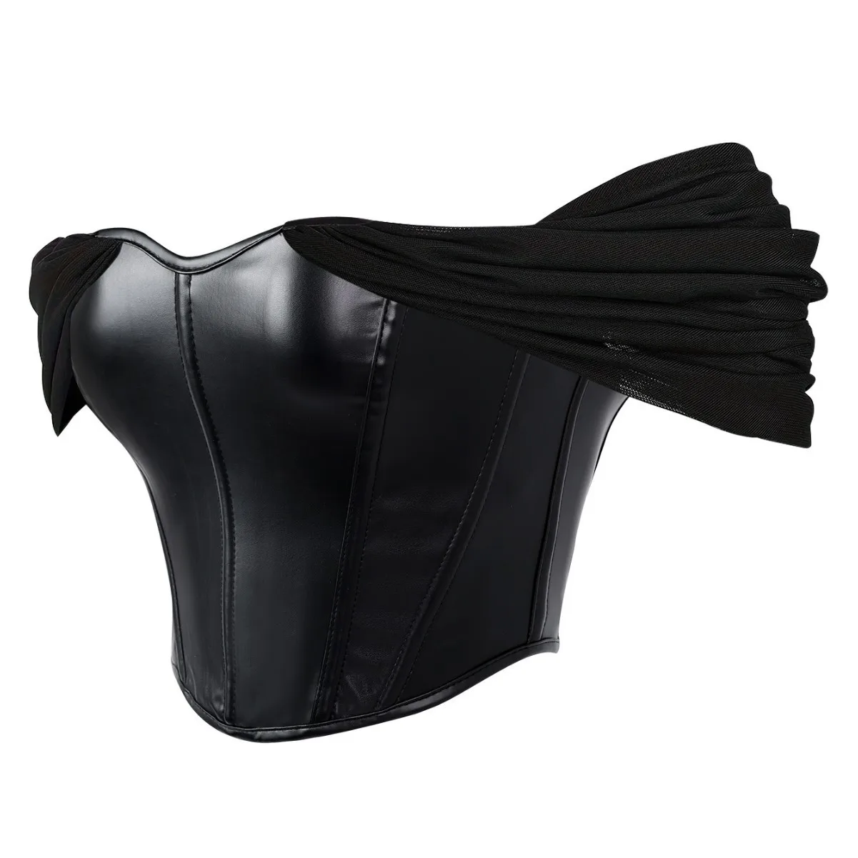 2025 خياطة شبكية جديدة مثيرة بكتف واحد من الداخل والخارج من الجلد TEMU #2