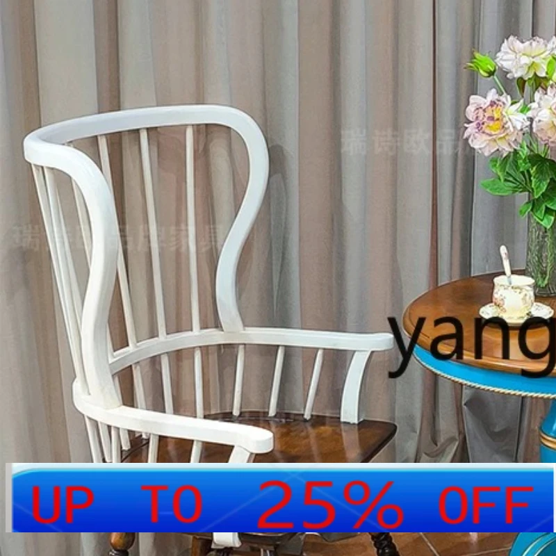 

LMM retro dining chair solid wood coffee table corner combination old balcony leisure chair hollow