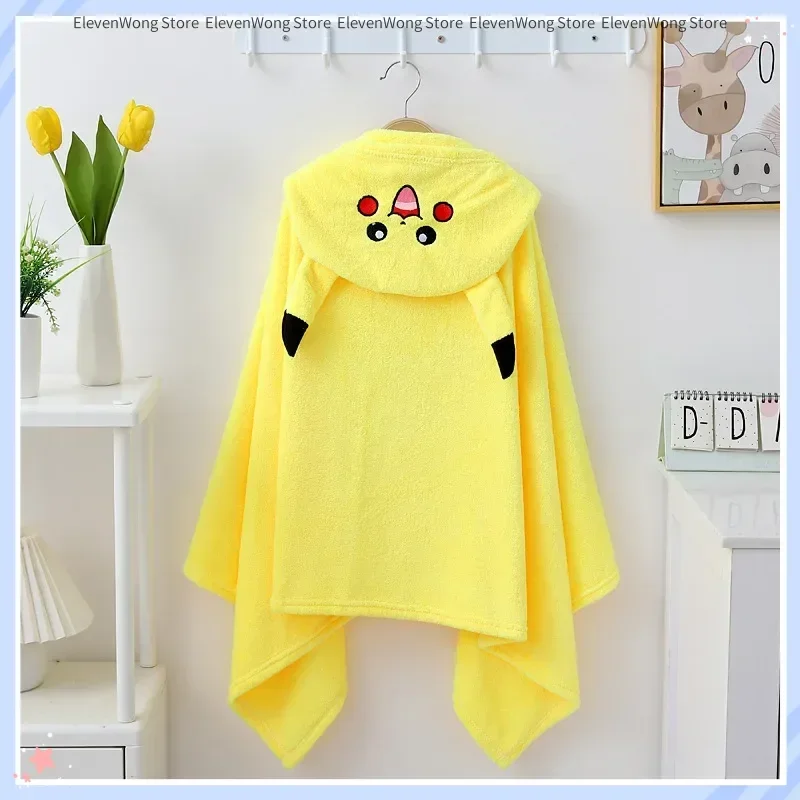 New Pikachu Children Bathrobe Drying Fast Towel Kawaii Coral Fleece Shawl Anime Cartoon Child Soft Comfortable Hijab Blankets