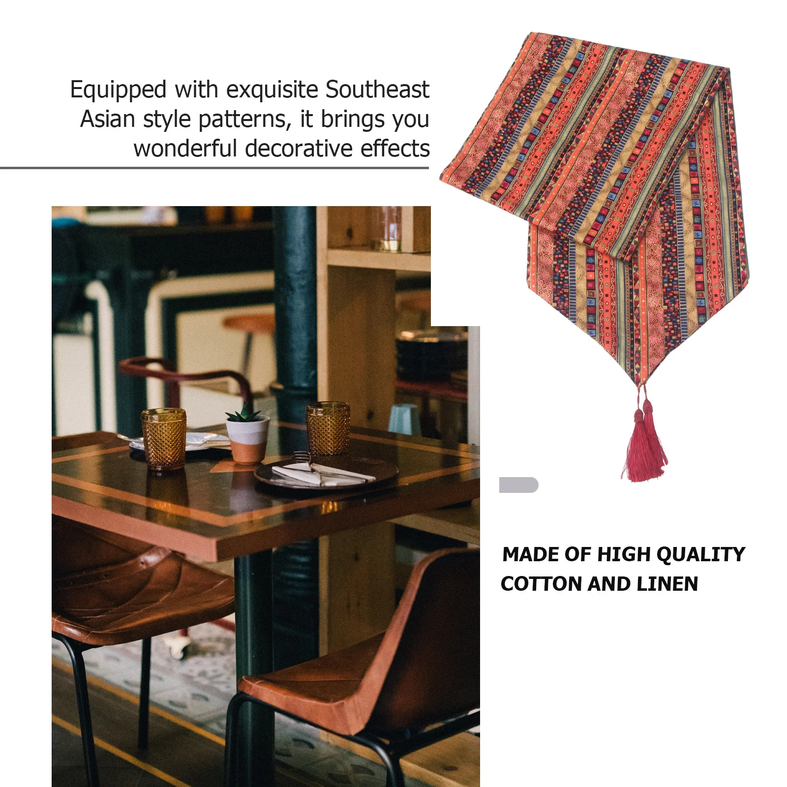 

1Pcs American Style Table Runner Colorful Southeast Pattern Cotton Linen Tablecloth Decorative Table Cover Home Restaurant