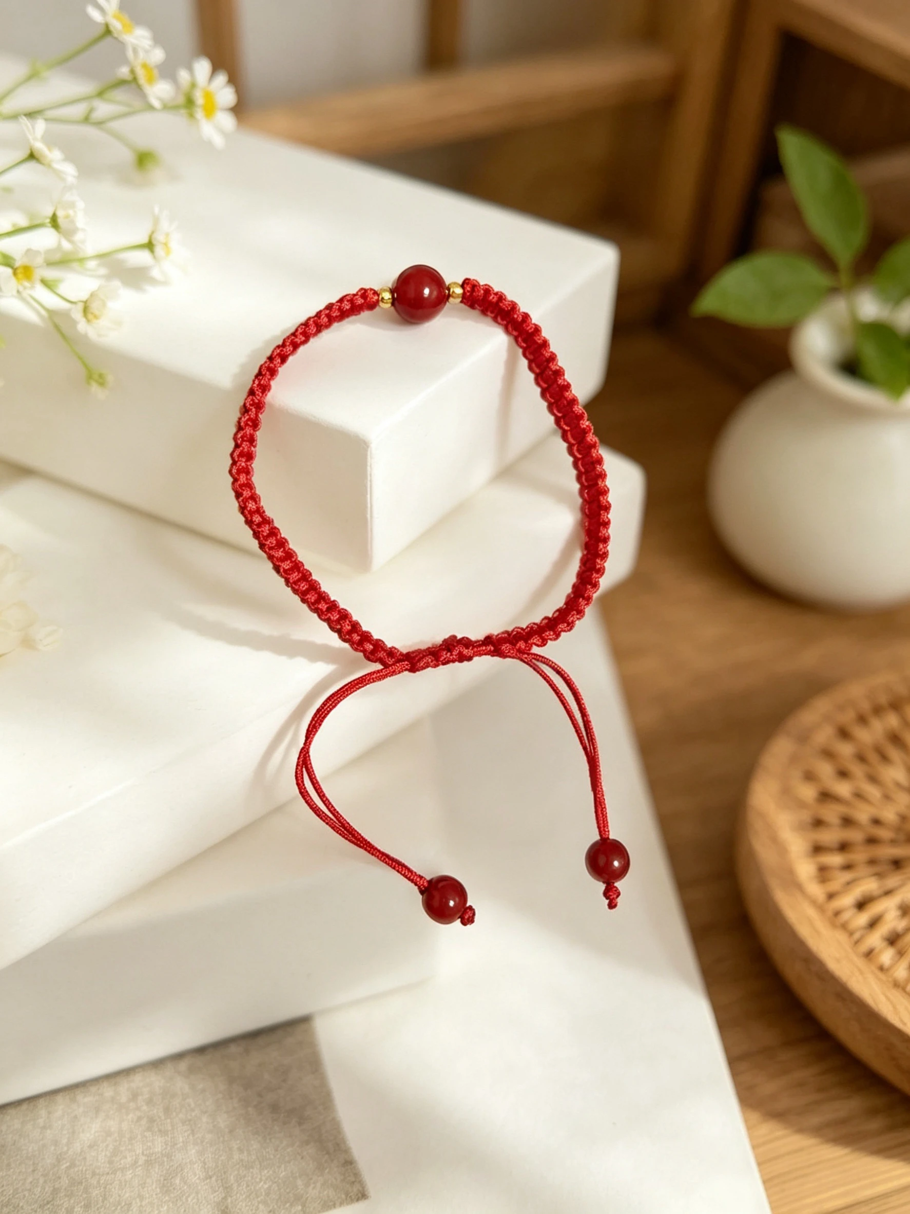 Picture 3: Adjustable Red String Bracelet with Cinnabar Bead