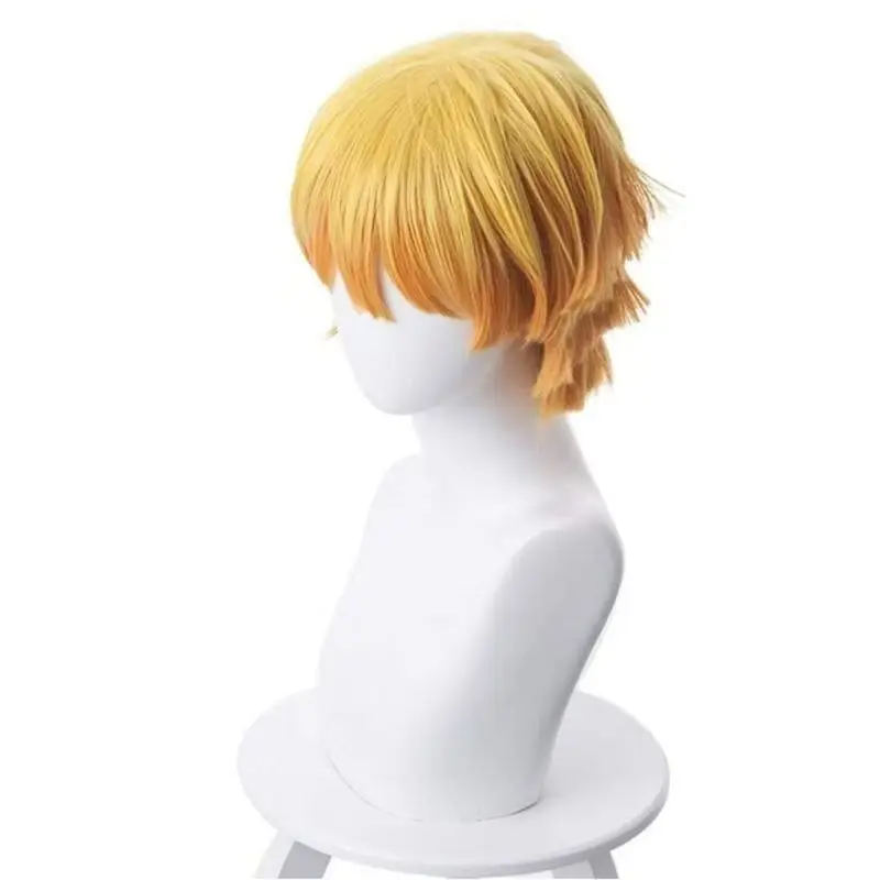 Gelbe Ombre geschichtete kurze Cosplay-Perücke für Zenitsu Agatsuma |   Vorgestylte, stachelige Spitzen und hitzebeständige Fasern