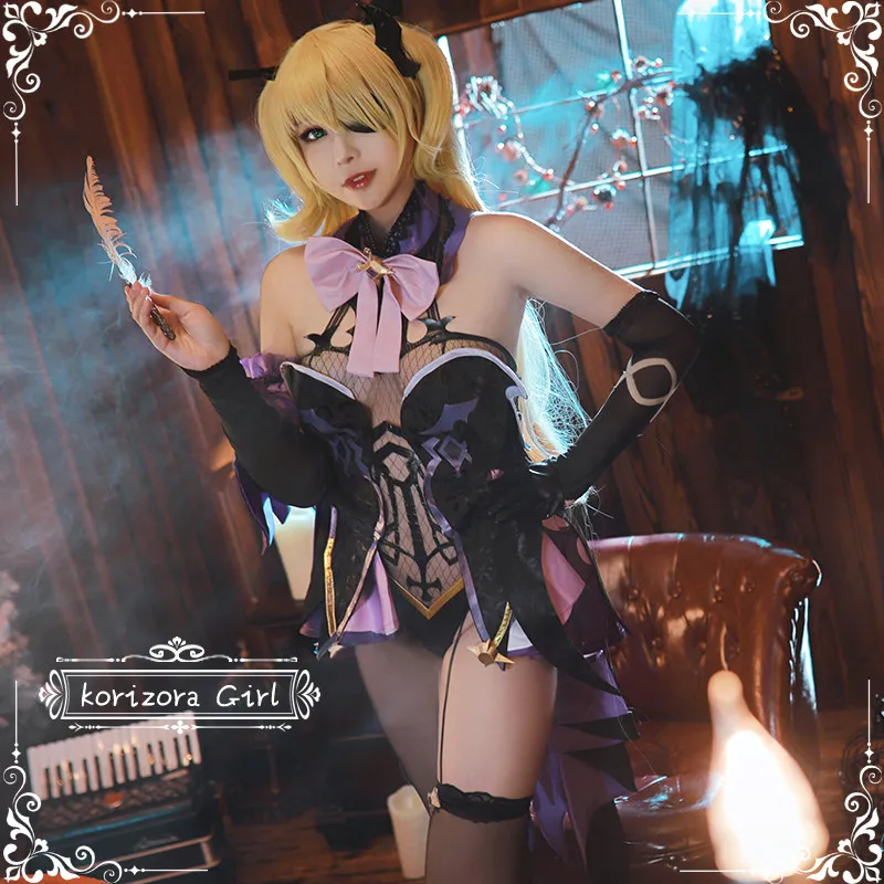 

Game Genshin Impact Fischl Cosplay Costume for Women Chinese Style Anime Halloween Sexy Elegant Role Play Outfits HCos