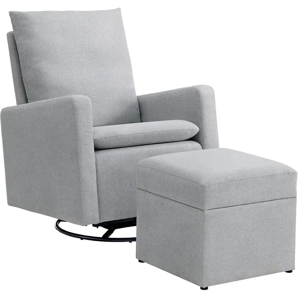 

Light Gray Upholstered Glider and Ottoman Set