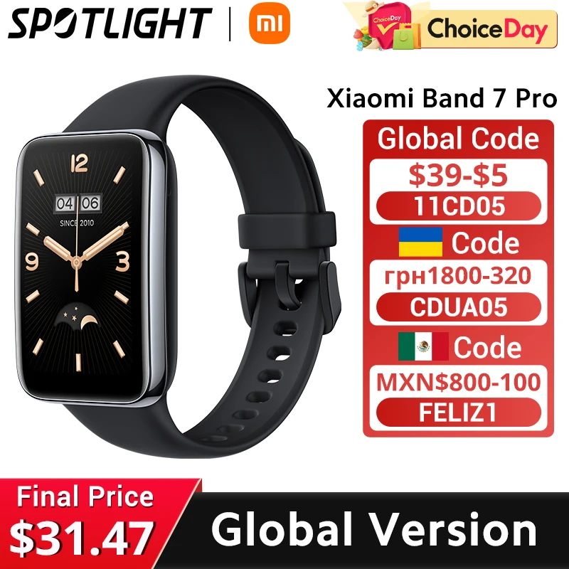 

Global Version Xiaomi Band 7 Pro 1.64'' AMOLED 2.5D Curved Display Built in GPS Blood Oxygen Always On Watch Face Smart Band