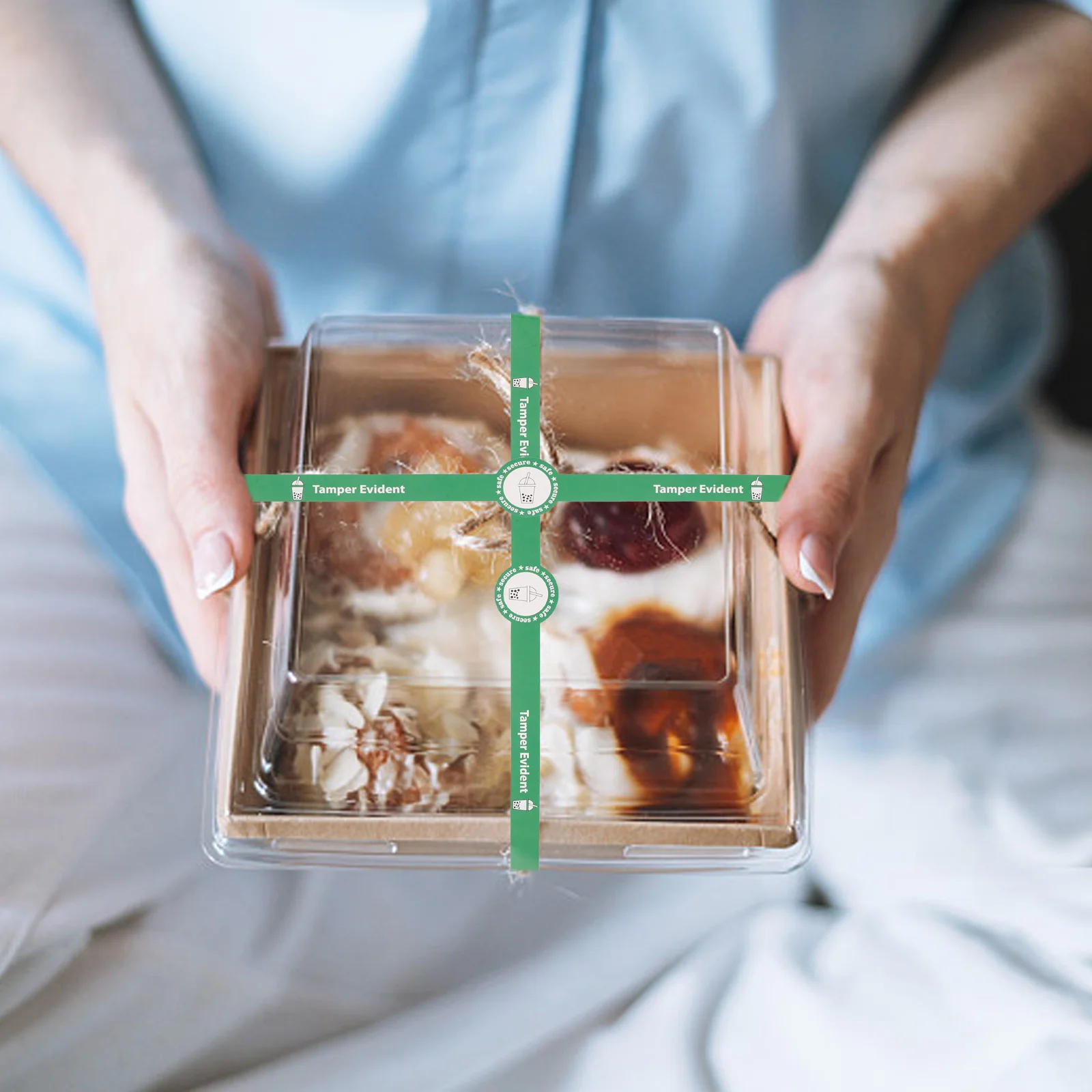 

1 рулон, наклейки с печатью для десерта, зеленые уплотнительные наклейки с защитой от несанкционированного доступа для тортов, напитков, этикетки для кофейных чашек, упаковочные наклейки для напитков, рулон