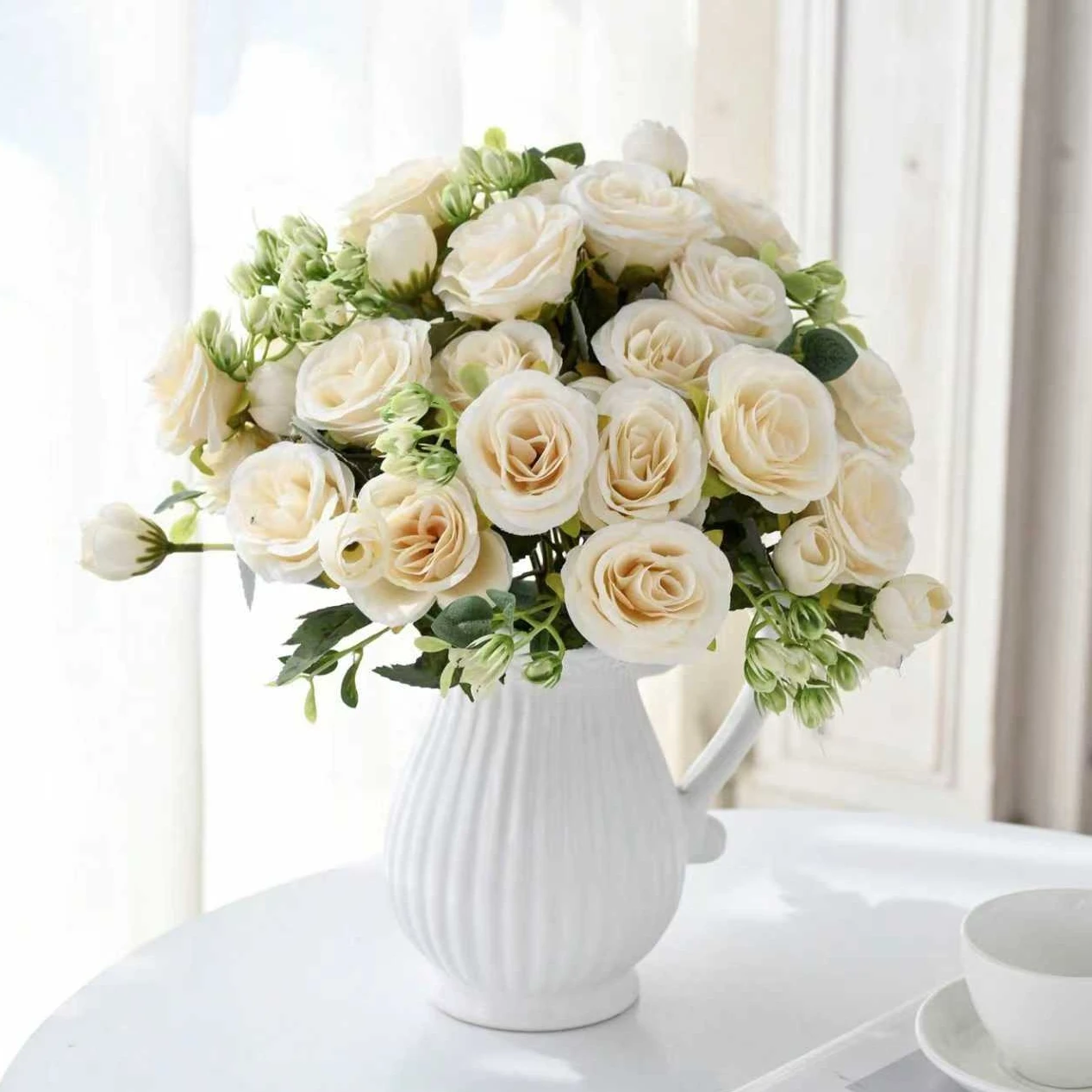 

Artificial Flower Wedding Party Home Bedroom Table Decoration Bridal Bouquet Outdoor Yard Garden Fake Silk Peony Hydrangeas Vase