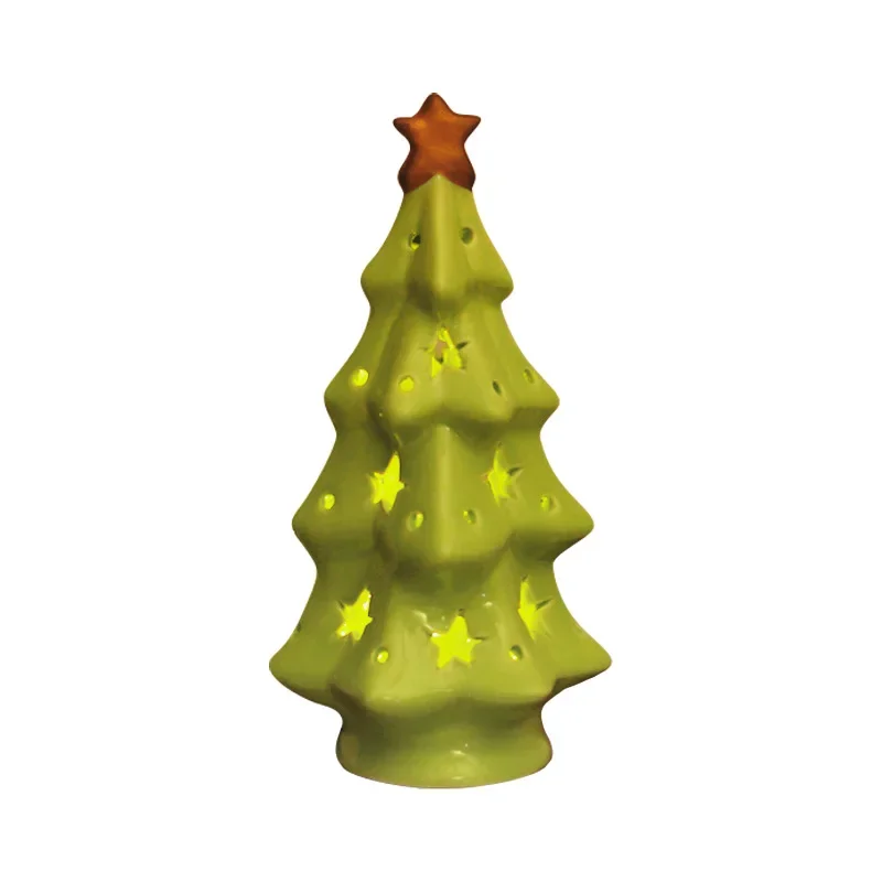 2026Christmas Ceramic Christmas Tree Night Light for Bedroom Dorm Bedside Lamp Christmas Gift