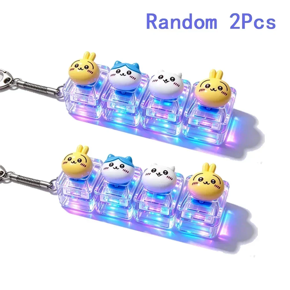 Chiikawa Keycap Sleutelhanger Chiikawa 26-Key Fidget Sleutelhanger Caps Clicker 4-Key Lichtgevende Hanger Hachiware Usagi Anti-angst Speelgoed
