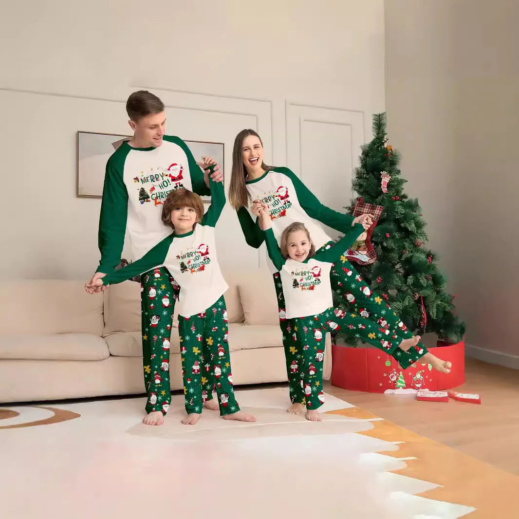 

Merry Christmas Family Matching Outfits Soft Loose 2 Pieces Home Suit Mom Dad Kids Pajamas Set Full Sleeve Sleepwear Pjs