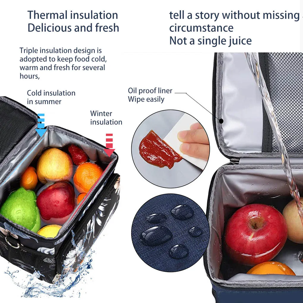 Portable Lunch Bag Oxford Cloth Thermal Insulation Food Fresh Keep Storage Containers Tote Multifunction Case for Outdoor
