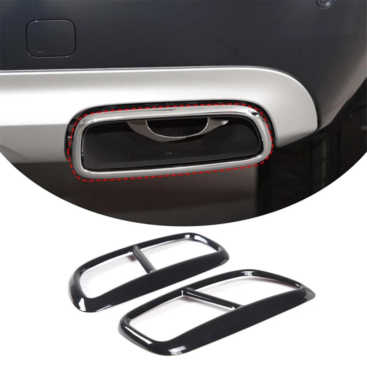 Black Stainless Steel Pipe Throat Exhaust Outputs Tail Frame Trim Cover for Volvo XC90 Exterior Accessories, 2Pcs