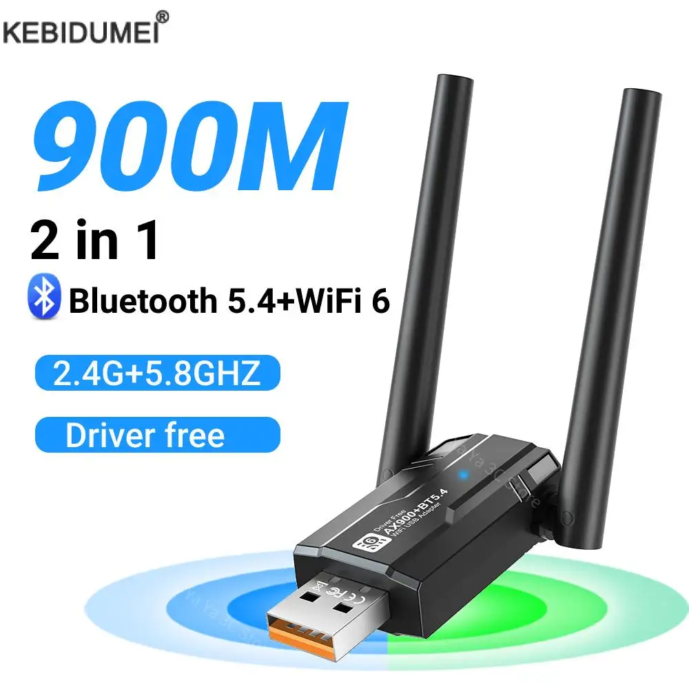 900Mbps USB WiFi Bluetooth Adapter Dual Band 2.4/5.8Ghz Wireless External Receiver WiFi Dongle for Laptop/Desktop Windows10/11