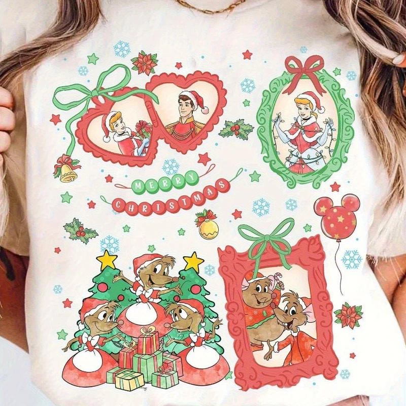 

Disney Mickey Christmas T-shirt Women's Pure Cotton T-shirt Men's and Women's New Casual Fashion Street Wear